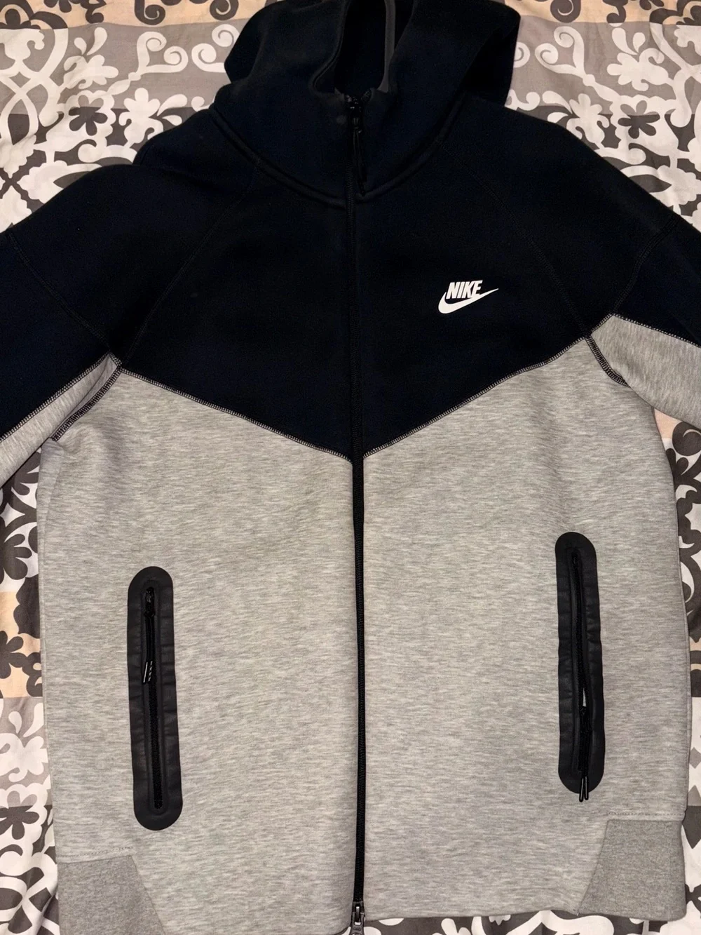 Nike Black Full-Zip Hoodie with Grey Trim